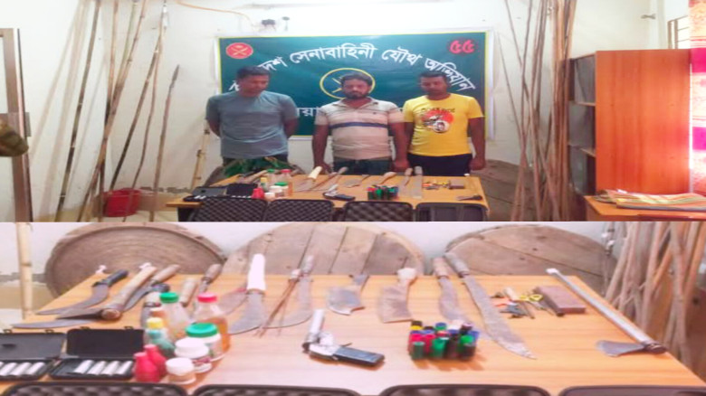 নড়াইলের কালিয়ায় সেনাবাহিনীর অভিযানে শুটারগান ও দেশীয় অস্ত্