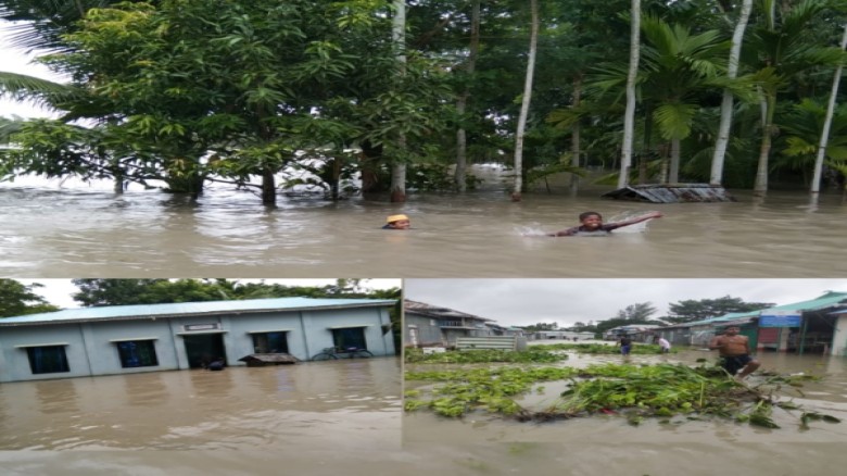 ভোলা মনপুরায় জোয়ারের পানিতে প্লাবিত ৫নং চর কলাতলী তলিয়ে যাচ্