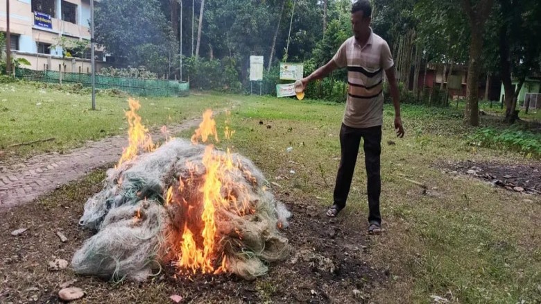 মা ইলিশ সংরক্ষণে অভিযান, ২০ হাজার মিটার জাল জব্দ